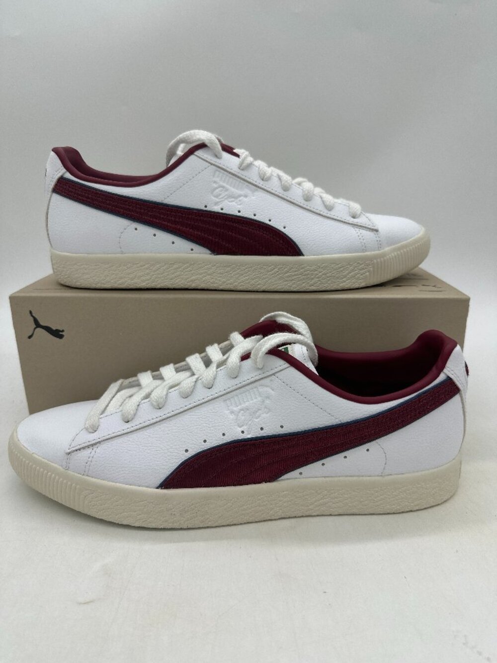 Puma Clyde Varsity Men's Size 12 White Red Athletic Shoes 394684 01
